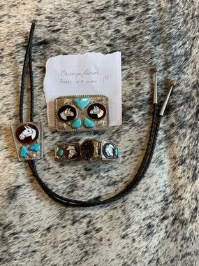 Zuni- Horse Inlay Turquoise Belt Buckle
